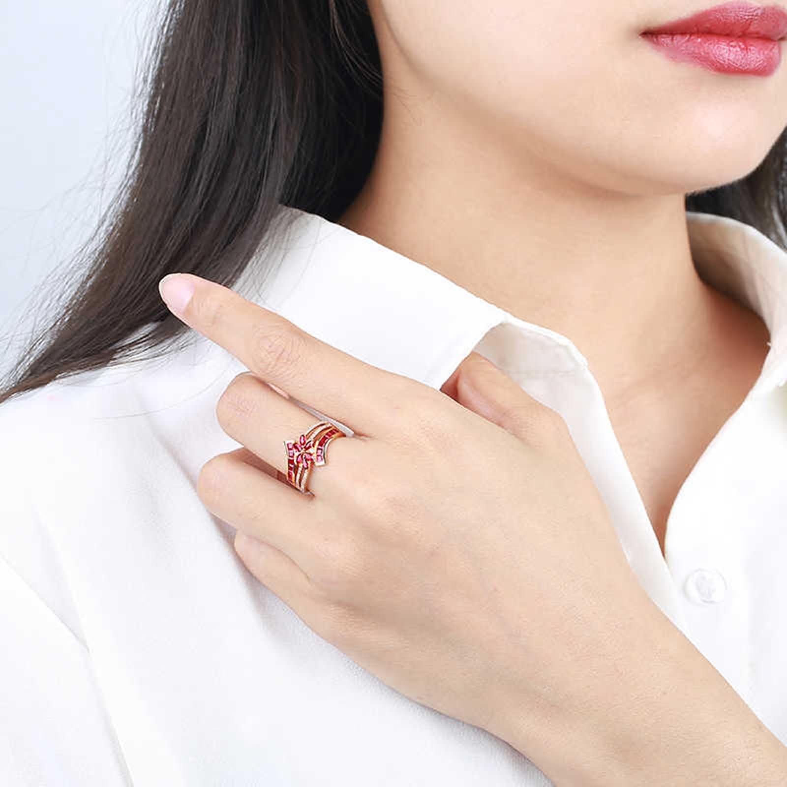 Anillo de boda de oro rosa para mujer