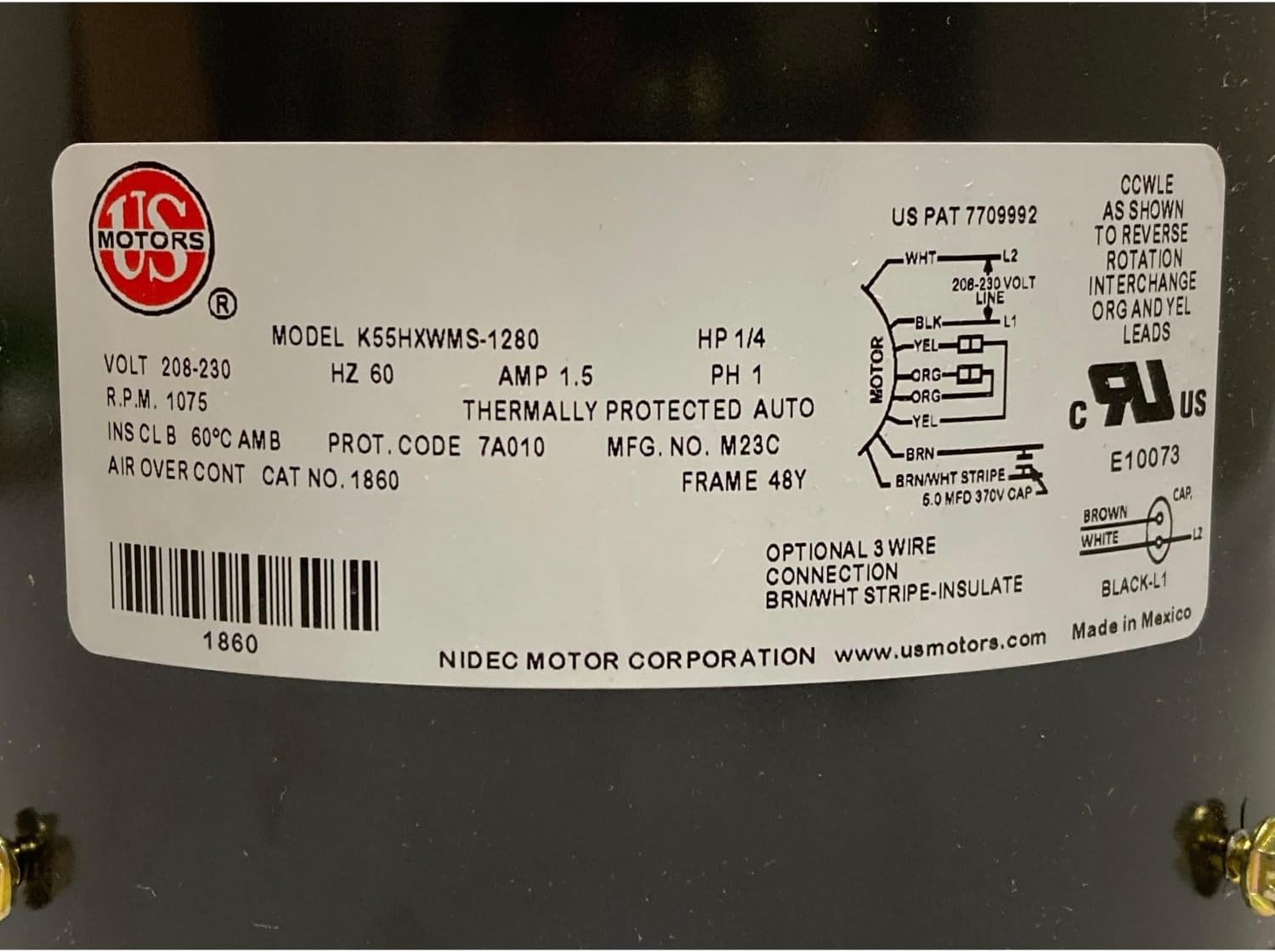 U S Motors Mojave Series Condenser Fan Motor
