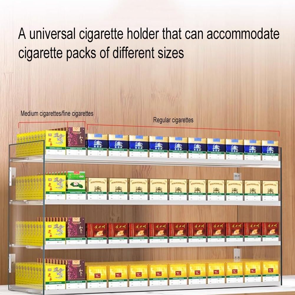 Wall-Mounted Acrylic Cigarette Display Rack with Auto Pusher - Clear Cigarette Holder for Retail Shops, Size 86x27x50cm, Ideal for Organized Marketing Spaces