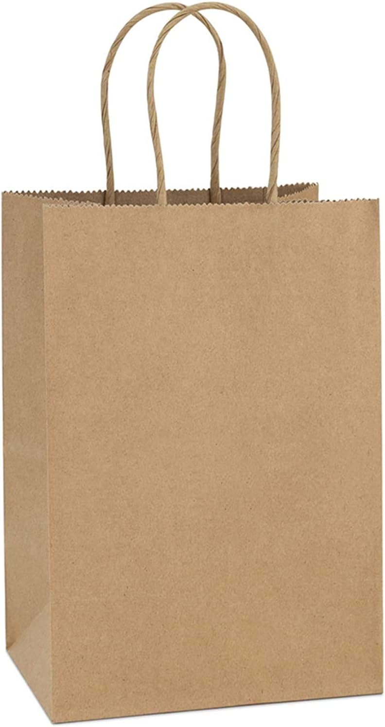 100X Kraft Paper Bags Bulk Gift Shopping Carry Craft Brown Bag with