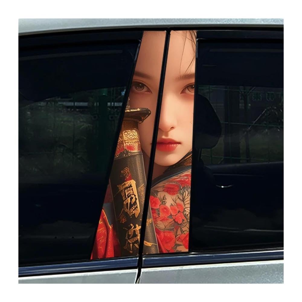 Body Parts 2PCS Car B-Pillar Stickers Beauty Tattoo Chinese Style Auto Center Column Waterproof Decal(K)