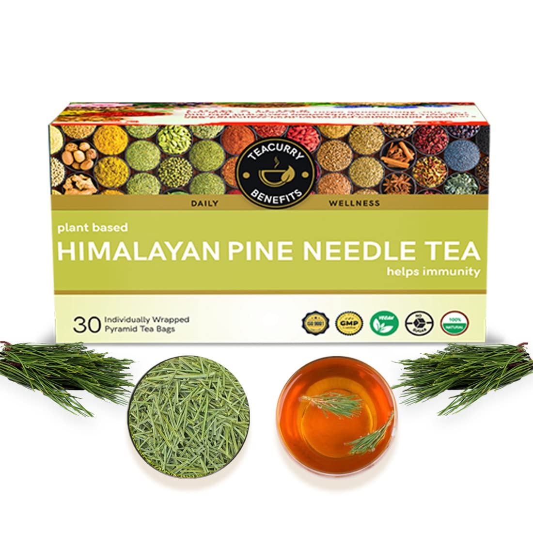 TEACURRY Himalayan Pine Green Tea(1 Month Pack|30 Tea Bags)-Helps With Hair, Skin, Eyes, Varicose & Obesity|Himalayan Pine Needle Tea,100 Grams (B0BGLH722Z) Amazon Price History, Amazon Price Tracker