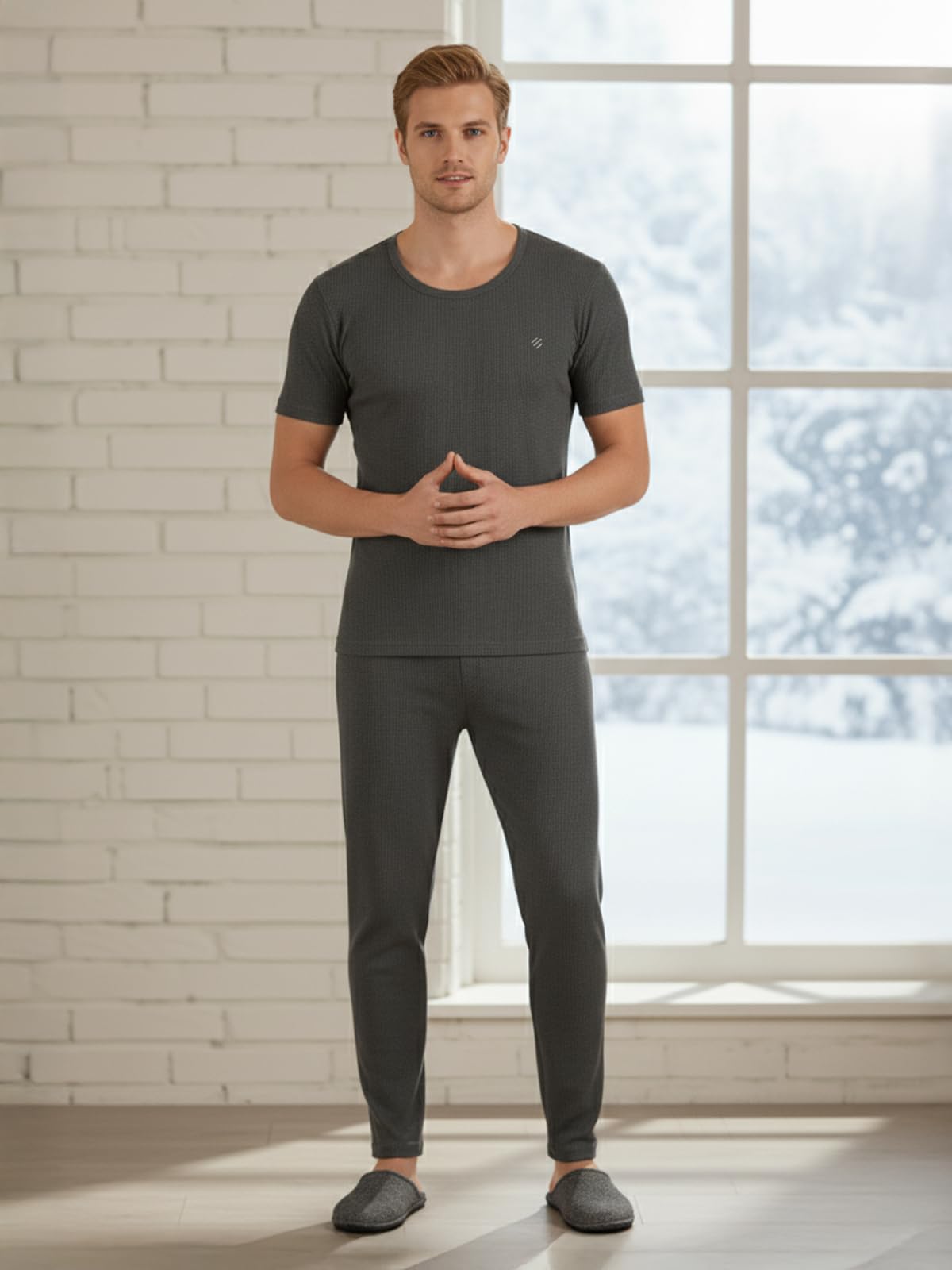 ONN Camiseta térmica de media manga con cuello redondo para hombre, suave y cómoda, construcción superior para mayor durabilidad, ajuste moderno y ajustado