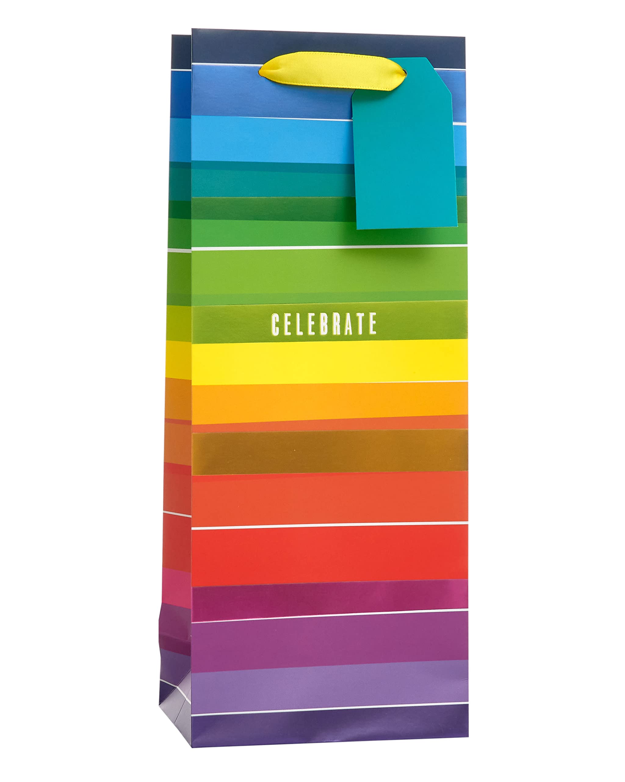 UK Greetings Bottle Bag for Her/Friend - For Birthdays, Congratulations & Other Events - Rainbow Design