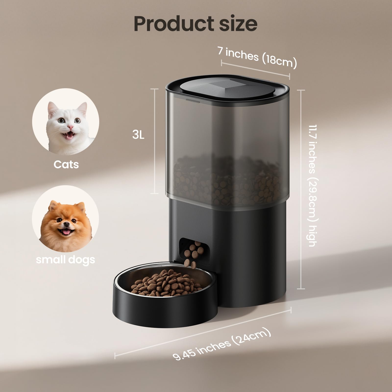 Automatic Cat Feeder and Water Fountain 5G WiFi Cat Food Dispensers, APP Remote Control, Programmable Timed Feeding,Dry Food Smart Feeder 10s Voice Recorder, 1-10 Meals/Day for Cats Small Dogs