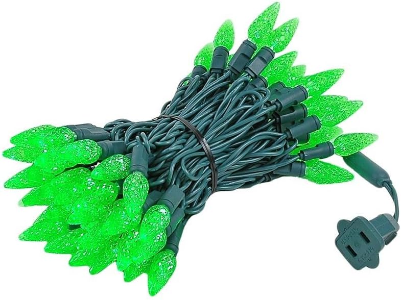 Novelty Lights 24 Feet 70 LED True Twinkle Purple/Lime Green Outdoor Halloween String, 100% Twinkle C6 Strawberry LED Lights on Black Wire, Commercial Grade UL Listed, Connectable End to End