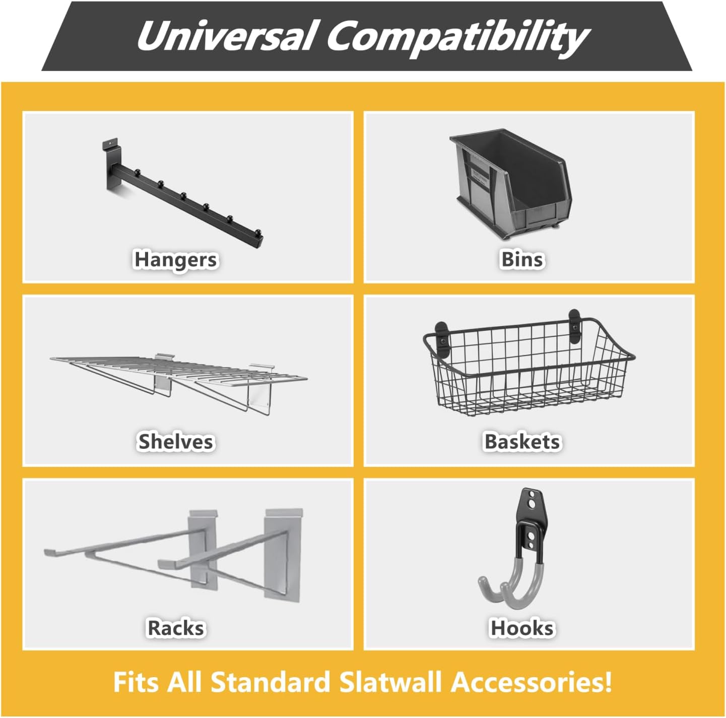 Heavy Duty PVC Slatwall Garage Organizer Gray 8Ft X 4Ft Coverage Wall Mounted Tool Rack System Durable