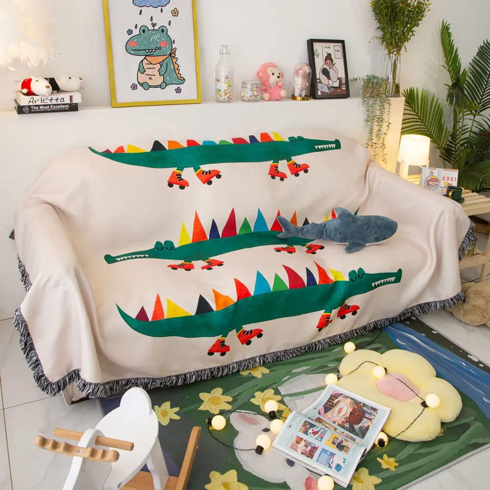 Housse de canapé crocodile amusante pour un salon familial sans taches