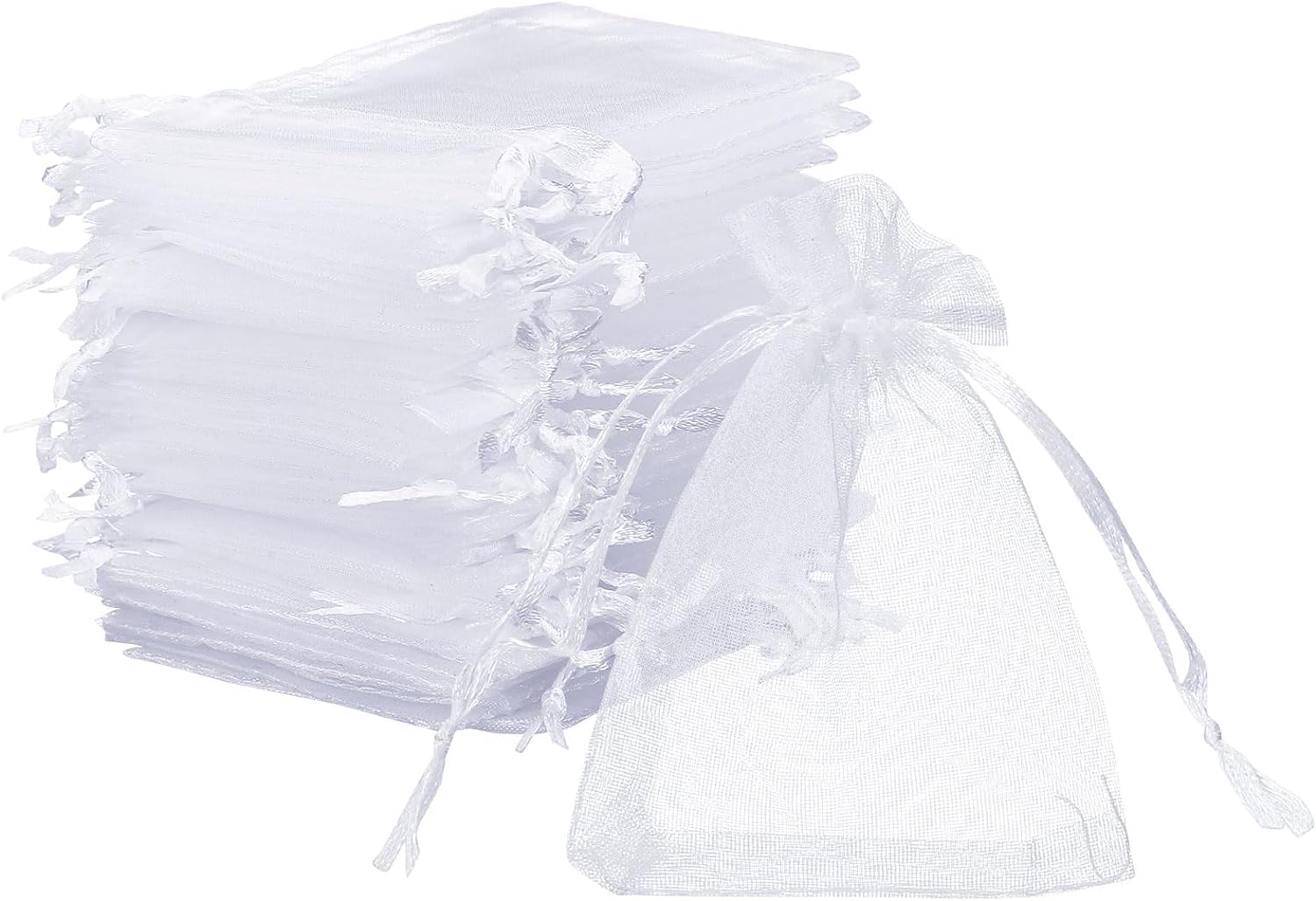 Naler 50 x Organza Säckchen Weiß Organzabeutel Schmucksäckchen Geschenktüten - 10 x 15 cm