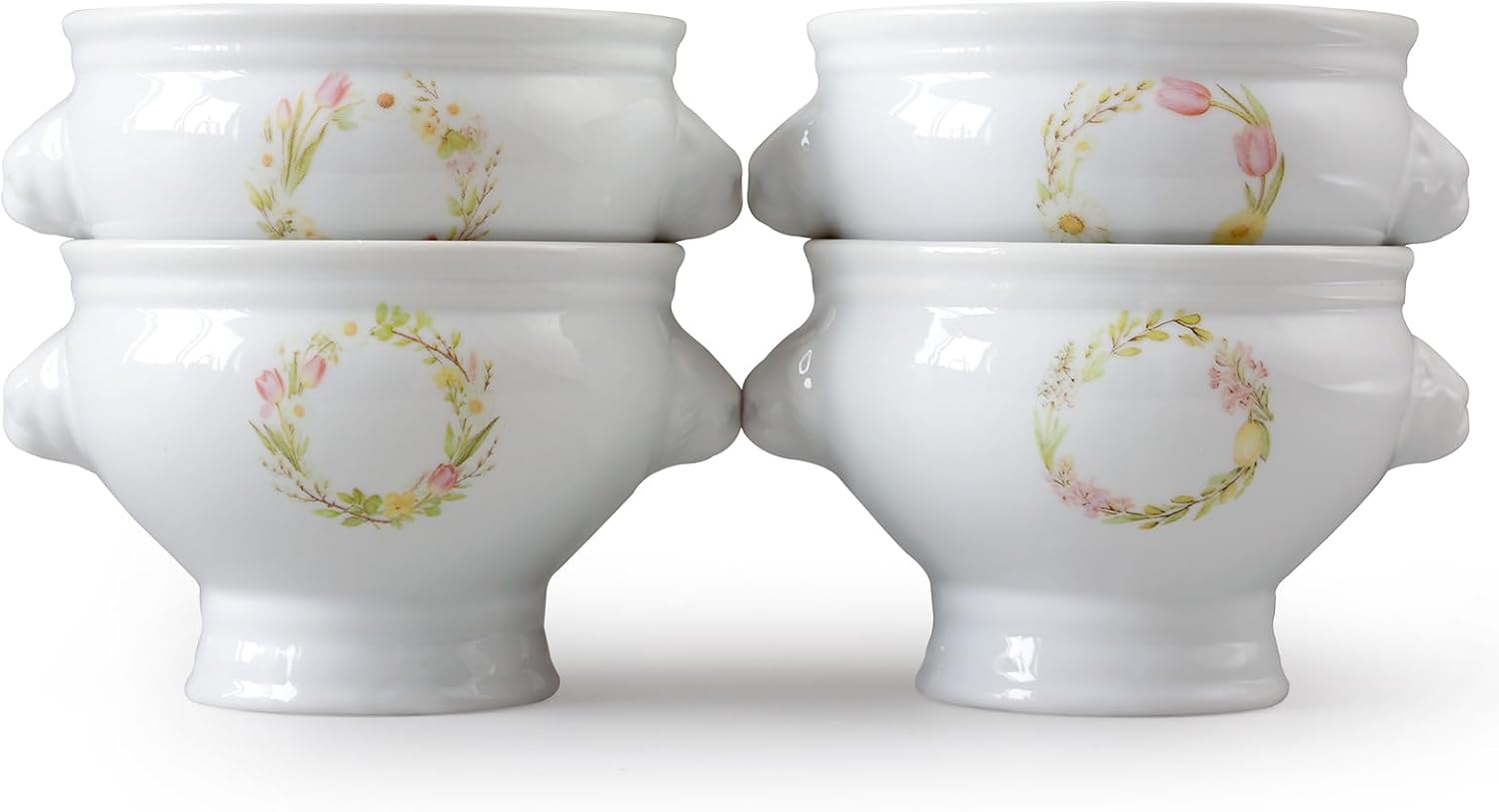 Cinf Ceramic 12 oz Set of 4 Lion Head Porcelain Soup Bowls Hual Microwave Safe Soup and Fruit Home Kitchen