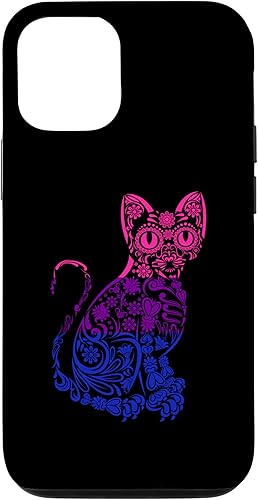 iPhone 15 Pro Cat Sugar Skull LGBT-Q Bisexual Pride Bi Flag Color Kitten Case