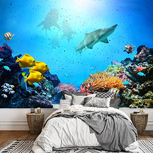 Wall26 Large Wall Underwater Scene With Sunny Sky Shining Through Clean Ocean Water Vinyl Wallpaper Removable Decorating - Canvas Art Wall Decor - 66"X96" #TOP1