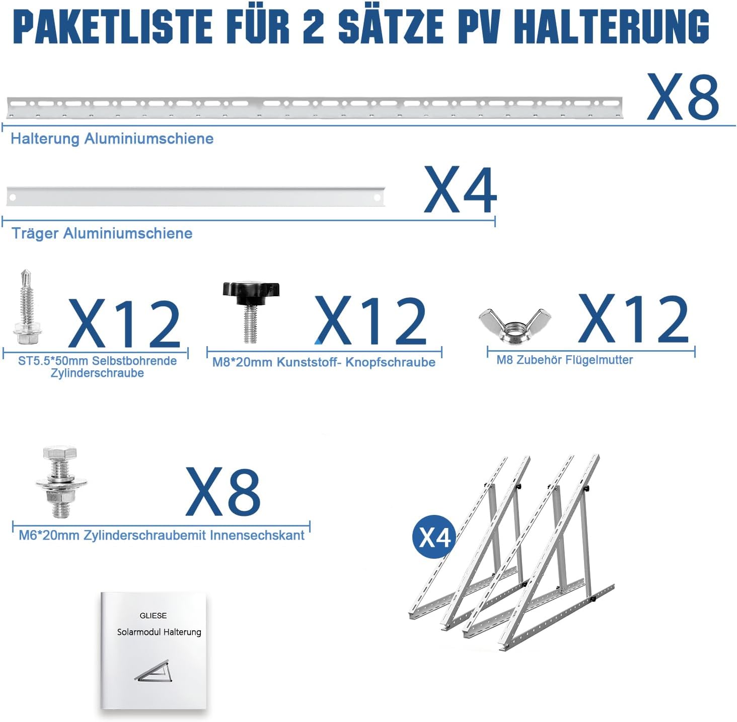 "Die besten Solar Panel Halterungen für Balkon und Garten" 8 GLIESE Solar Panel Bracket 114 cm Halterung