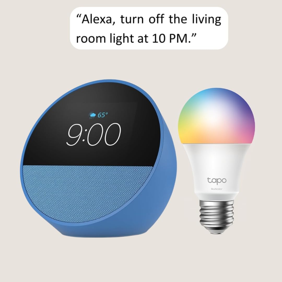Echo Spot with TP-Link Tapo Smart Color Bulb