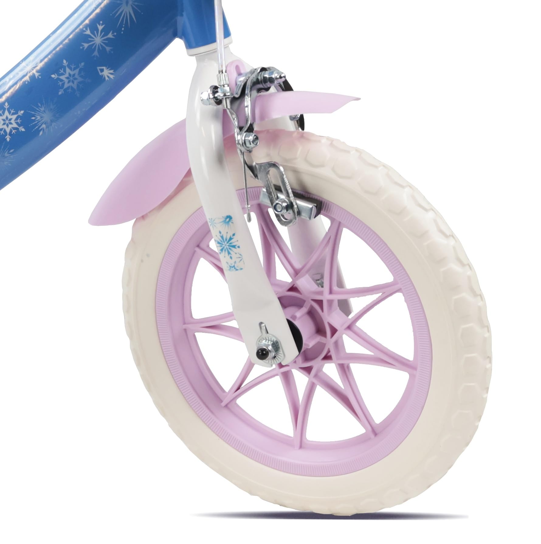 Vélo 12' Reine des Neiges/Frozen de Disney équipé de 1 Frein, Panier Avant, Porte poupée arrière, Garde boues, Carter et stabilisateurs !