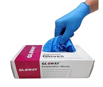 Gloway Powder Free Nitrile Gloves, Food Grade - Pack of 100 (Large)