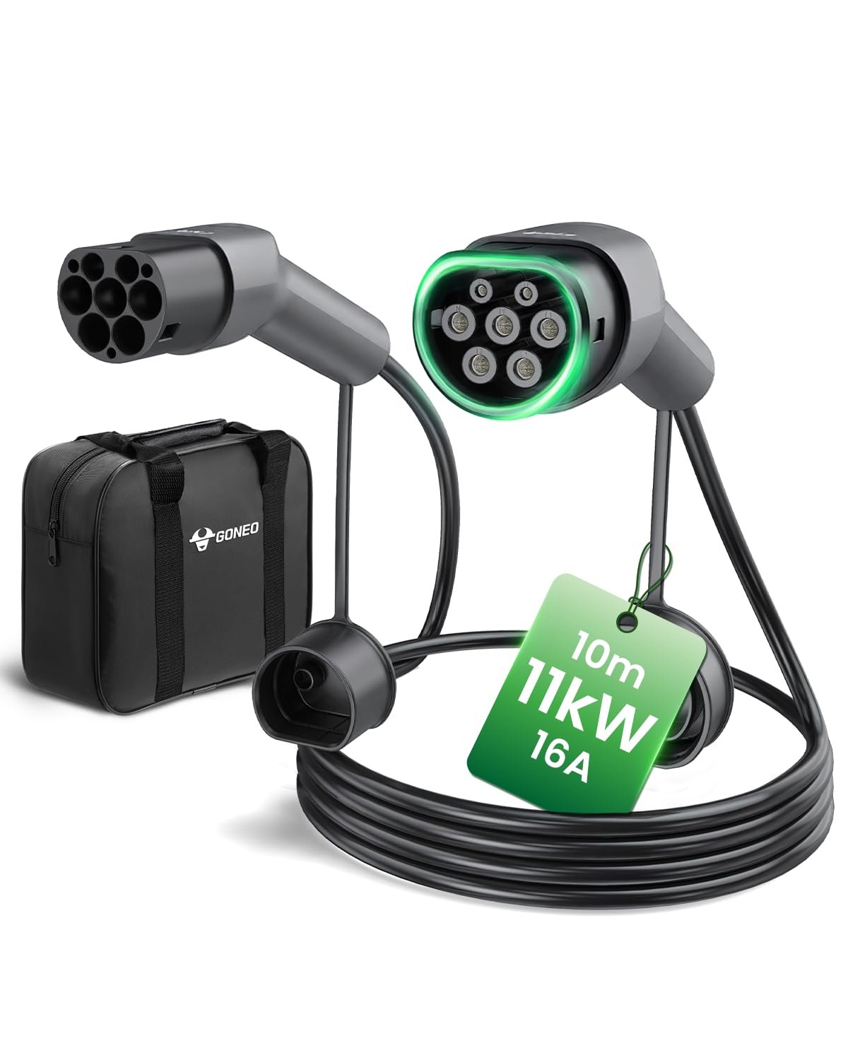 GONEO Type 2 EV Charging Cable 7.2kW 32A 6M, Mode 3 Fast Charger Cable with Storage Bag, IP54 Waterproof TPU Cable for Electric Cars/PHEV (Compatible for Tesla/Audi/BMW/Volkswagen) — view 14