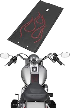 PU Leather Gas Tank Panel Bib for Harley Softail FLSTF 2000-2017, For Dyna FXDWG 1993-2003 Red Flame Style