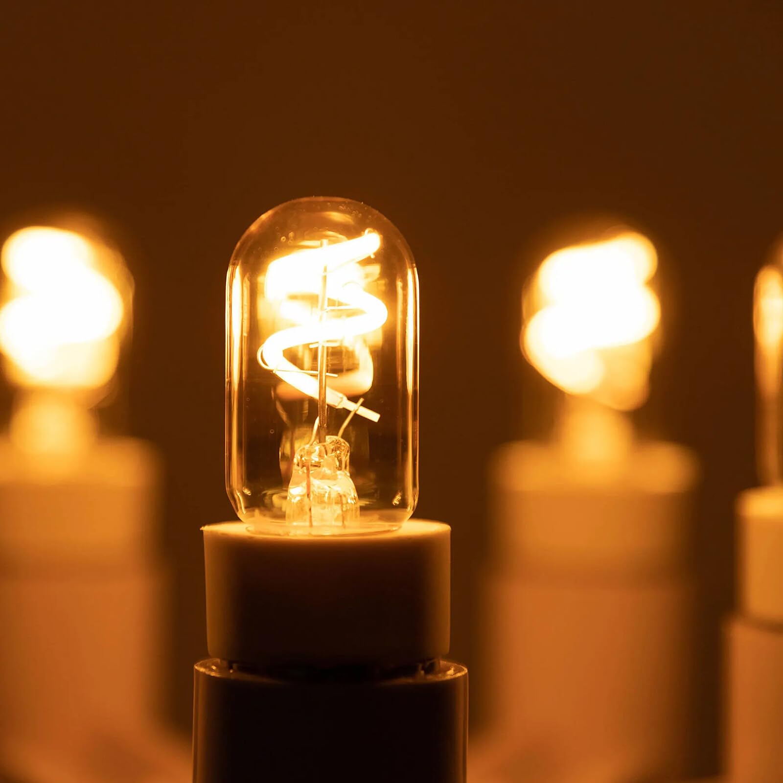 Bombilla LED tubular T22GS de 1.5 W filamento en espiral minilámpara de luz casquillo E14 220V 2200 K lámpara colgante de cristal ámbar amarillo cálido (paquete de 24)