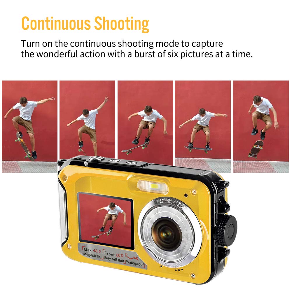 Appareil Photo Etanche Appareil Photo Etanche Numérique avec Double écran 2.7K 48MP Camera étanche pour Caméra Selfie de Plongée en Apnée