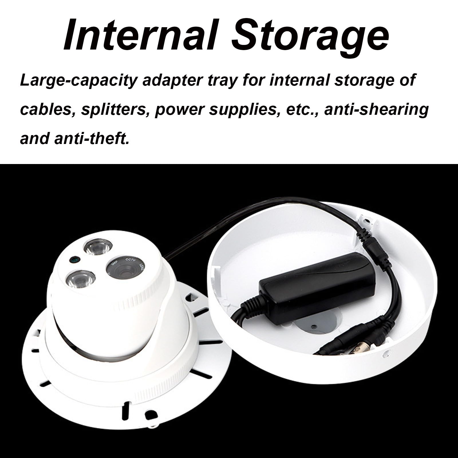 TOP-MAX Lot de 2 supports muraux universels pour caméra dôme - Étanche - Fil caché - Pour intérieur/extérieur - Système de surveillance de sécurité (B)