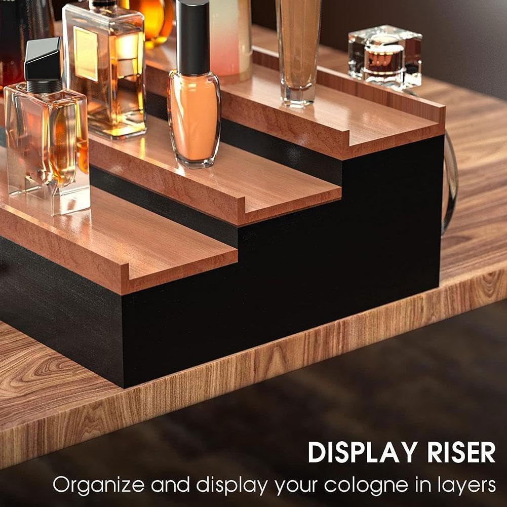 Organisateur à Parfums 3 étages En Bois Avec Tiroir Secret - Rangement élégant Noir