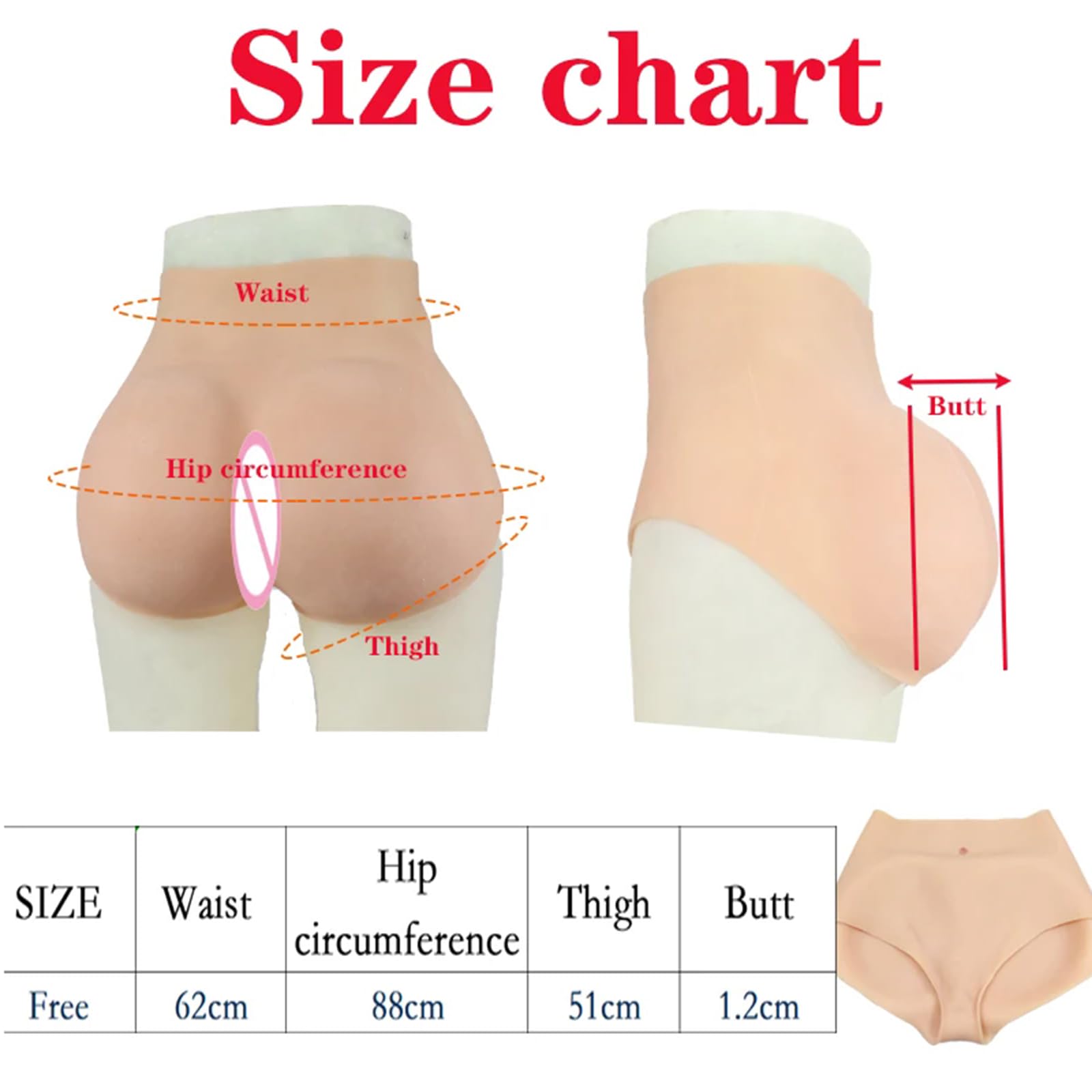 Finto sedere Enhancer intimo a vita alta per le donne, cuscinetto glutei in silicone per curve istantanee, comodo da indossare tutti i giorni
