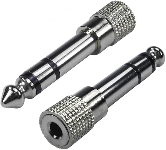 Bluecharge Direct 6.35mm Jack Male to 3.5mm Jack Female Metal Adapter 6.3mm 1/4" Nickel