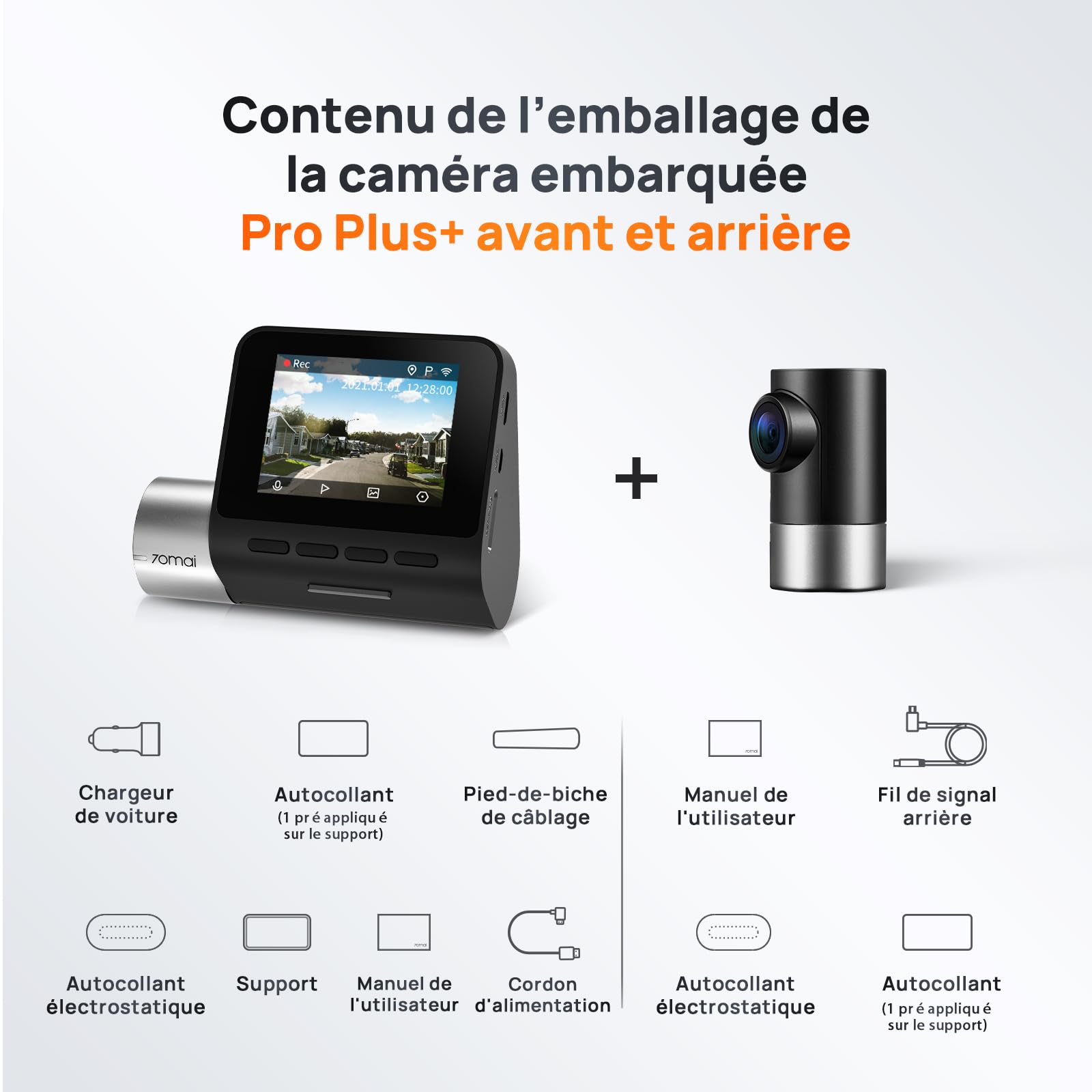 70mai 2.7K Dashcam Voiture Avant Arriere A500S Full HD Dash Cam Camera Voiture 1944P+1080P avec GPS Voiture et WiFi Intégrés, Enregistrement en Boucle, Mode Parking 24H et ADAS, Contrôle Via App