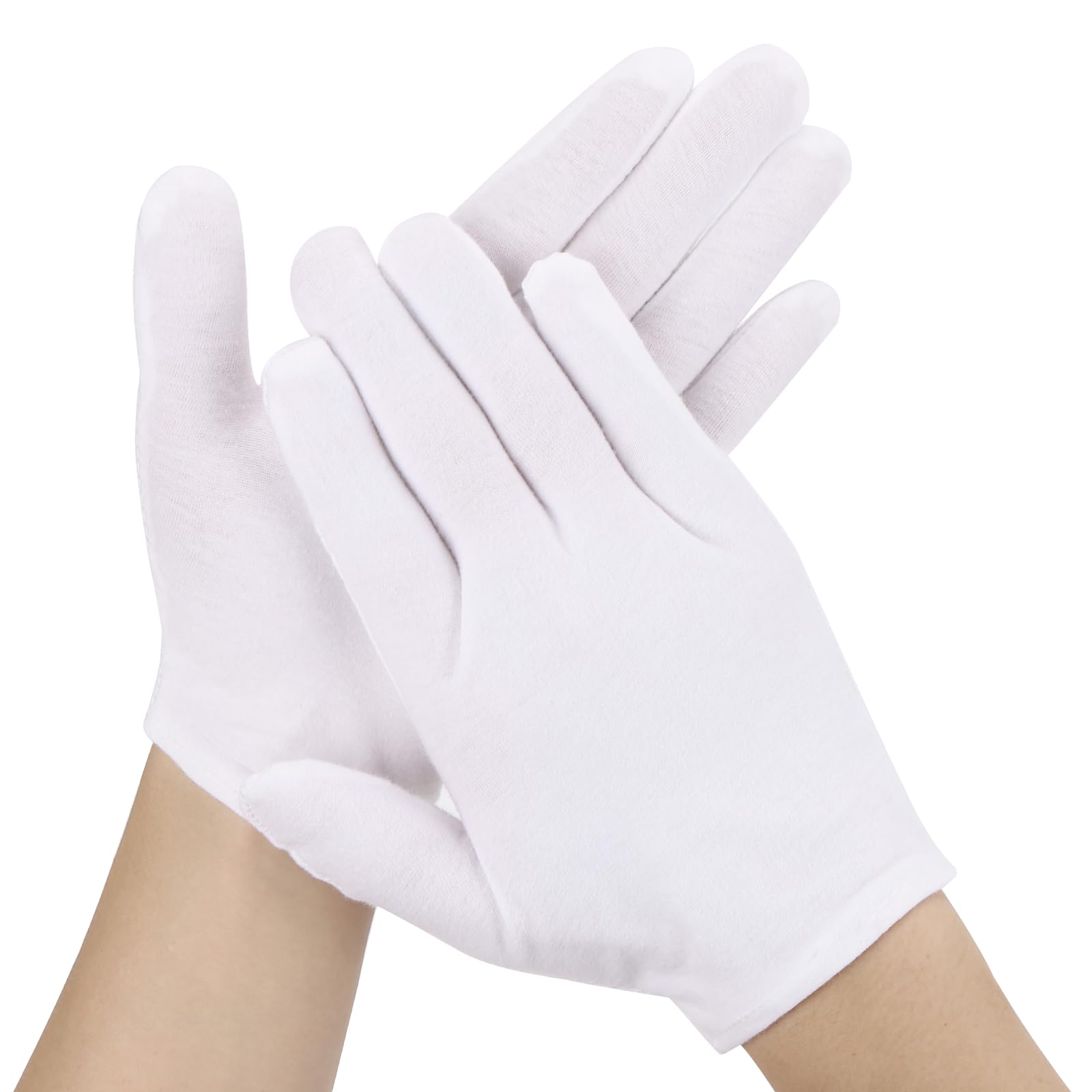 6 Pairs White Cotton Gloves Large for Dry Hands, Moisturizing Spa Glove for Women Men Breathable Gloves-image-3