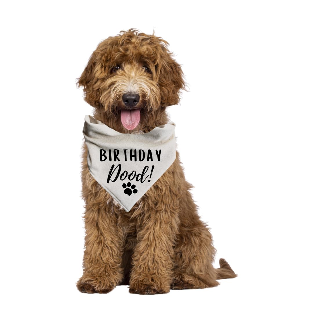 Pañuelo para perro de cumpleaños Dood, bandana para mascotas, celebración, fiesta, patas, tamaño pequeño, color beige, negro