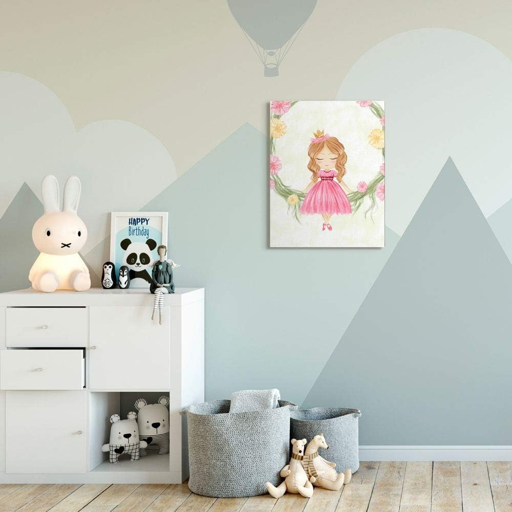 Stupell Industries Glam Girly Princess with Crown Soft Pink Floral, Designed by Ziwei Li Wall Art, 24 x 30, Canvas