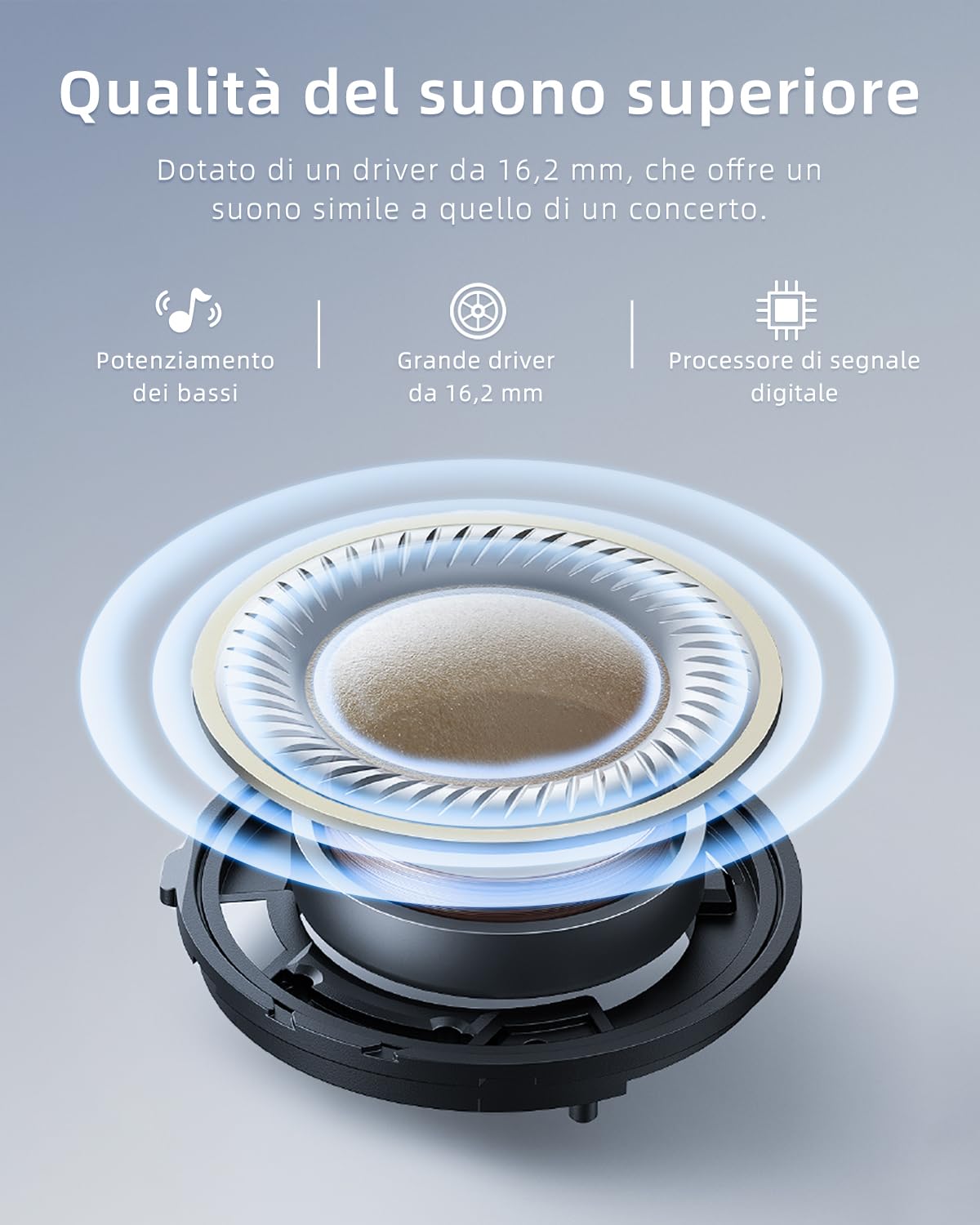 HIFI WALKER Cuffie Open-Ear Bluetooth 5.3 Sport, Driver HiFi 16,2mm, 12h Musica, Cuffie Wireless Bluetooth per Correre, Multi-Device, 8h Chiamate, 50h Standby