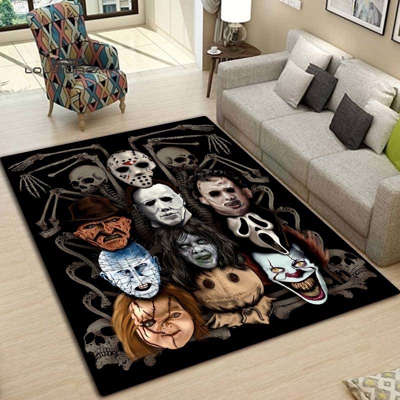 BGAFAG Película De Terror Alfombras De Personajes para El Hogar Sala De Estar Dormitorio Entrada Alfombras De Área Grande Decoración Suave De Halloween E855 120X180Cm