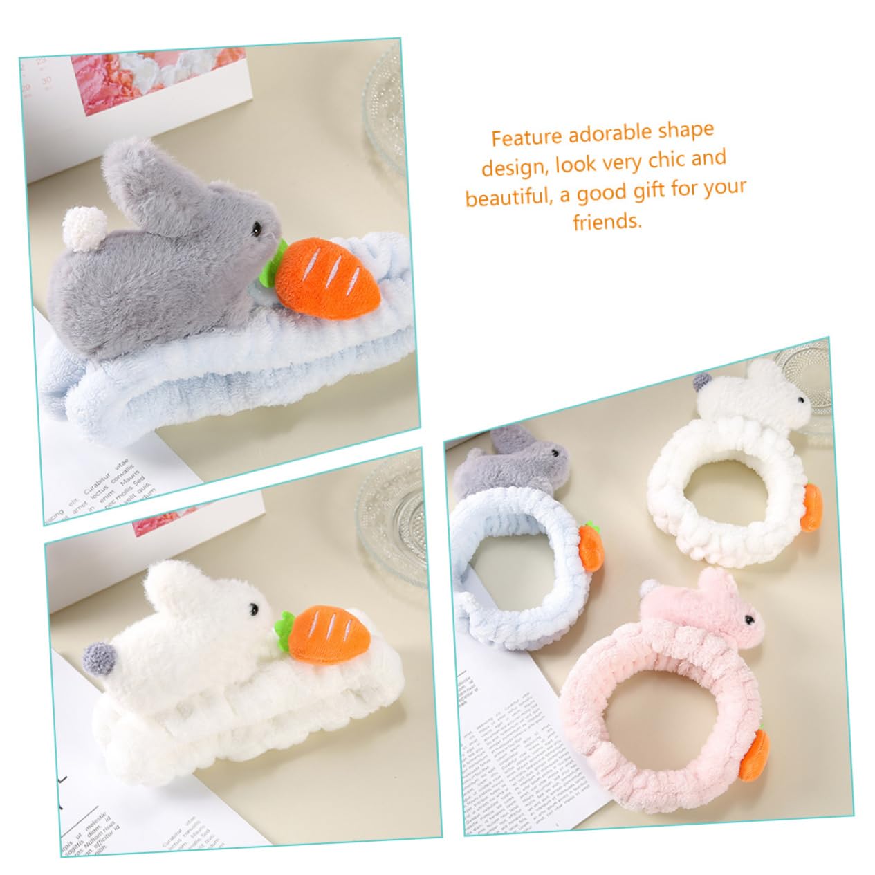 MAGICLULU 3 Set Eleganti Fasce Per Il Trucco in Peluche Fasce Per Ricci Fascia Per La Spa Per Il Lavaggio Del Viso Fascia Per in Morbida Flanella Forma Per Donne E Ragazze 2 Pezzi * 3