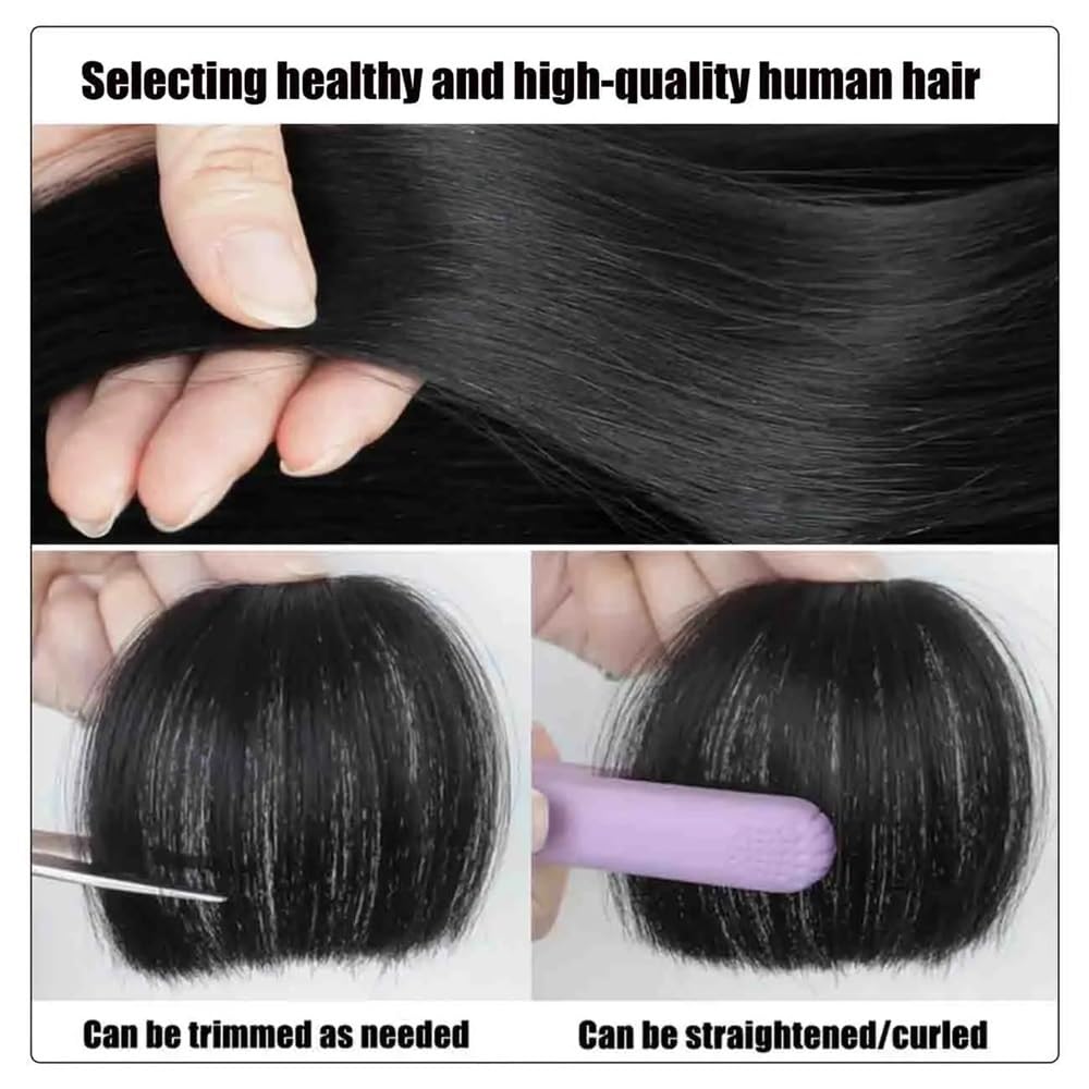 grzywka Clip-In Bangs Hairpiece dla kobiet 100% ludzkie proste włosy nakładki do codziennego noszenia dopinki do włosów(Dark Brown)