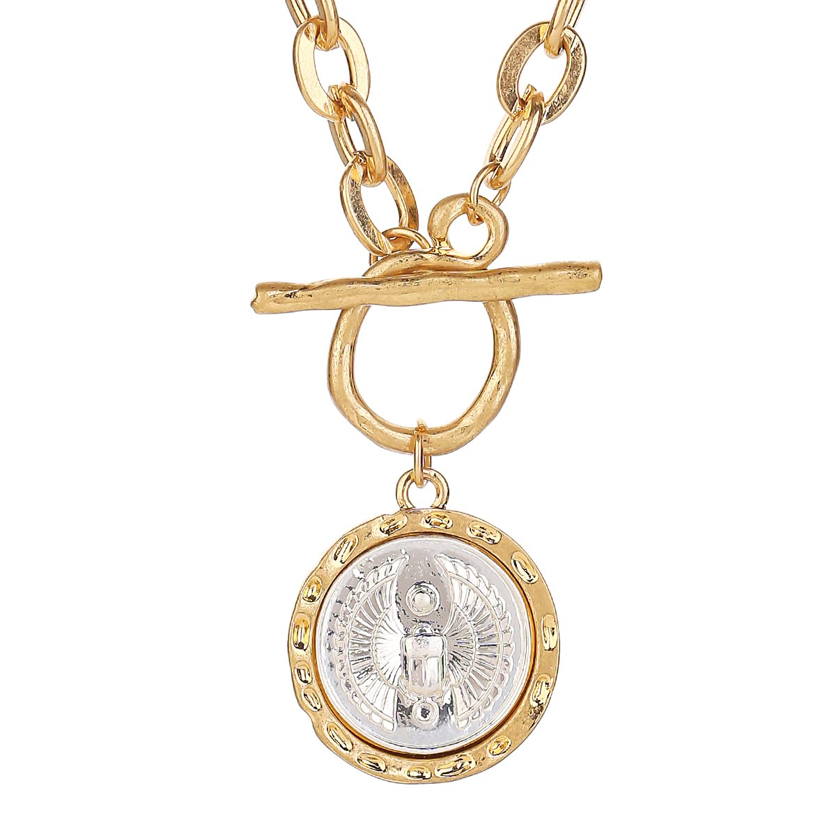 Antique Gold Plated Egypt Coin Necklace Egyptian scarab beetle pyramids for Women 18 Inch Chain Pendant Necklace Birthday Anniversary Jewelry Gift for Women