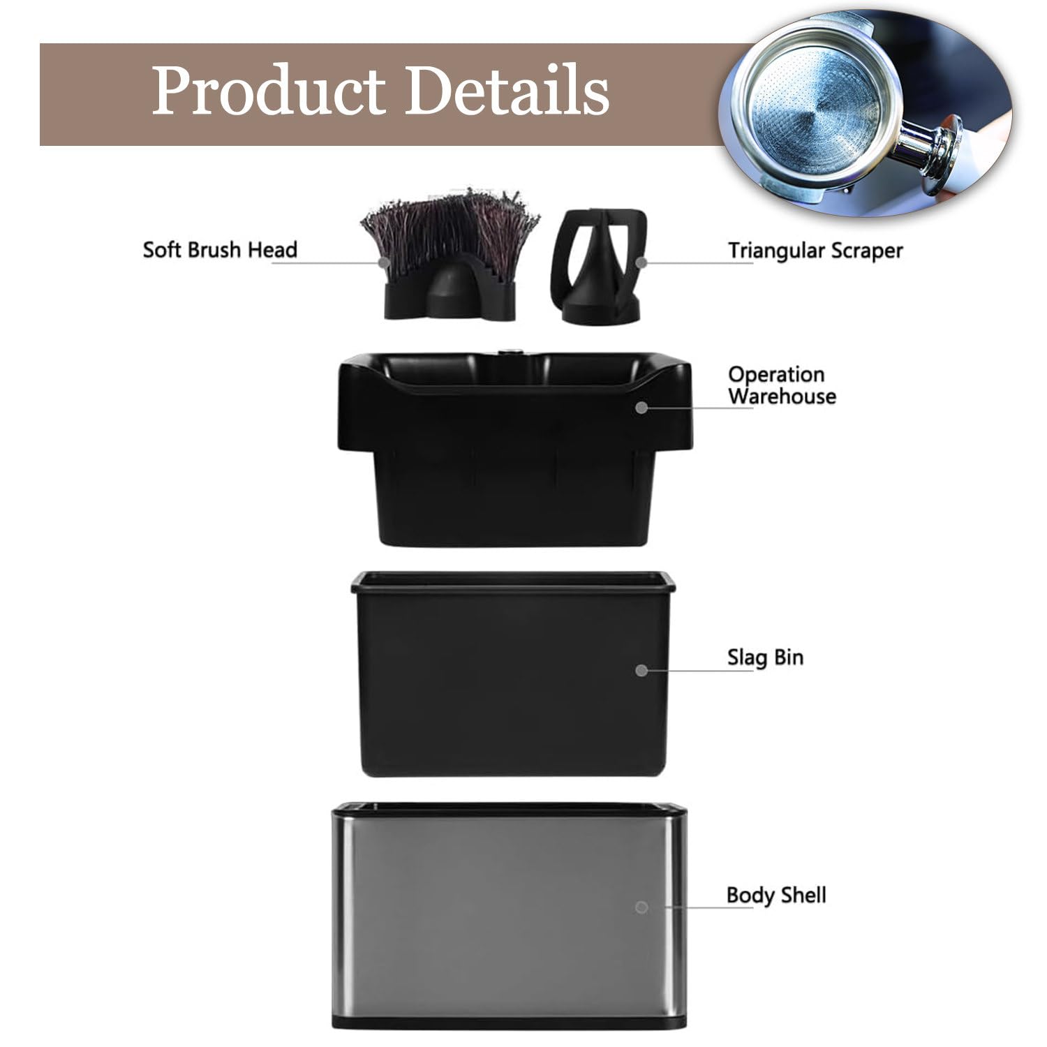 Limpiador de Molinillo de café eléctrico con Cepillo y Cepillo para Polvo para cafeteras Espresso automáticos con 2 raspadores. Limpiador de portafiltros de café Comercial de 58 mm