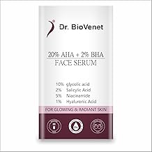 DR.BIOVENET 20% AHA + 2% BHA Face Serum (10 ml) With Glycolic Acid, Salicylic Acid, Niacinamide & Hyaluronic Acid – Exfoliating & Brightening Serum for Glowing, Radiant Skin