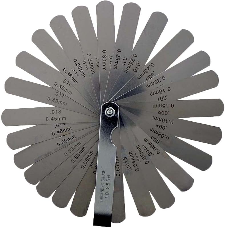 Jogo de lâminas calibradoras PRECISE com 26 lâminas de aço – Medição de folgas de 0,038 a 0,635 mm