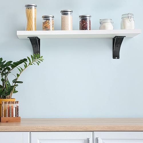 Miniatura 9 de HomiShare 2 soportes de estante resistentes de 7 x 6 x 2 pulgadas, soportes de acero de capacidad de carga de 450 libras, soportes triangulares de