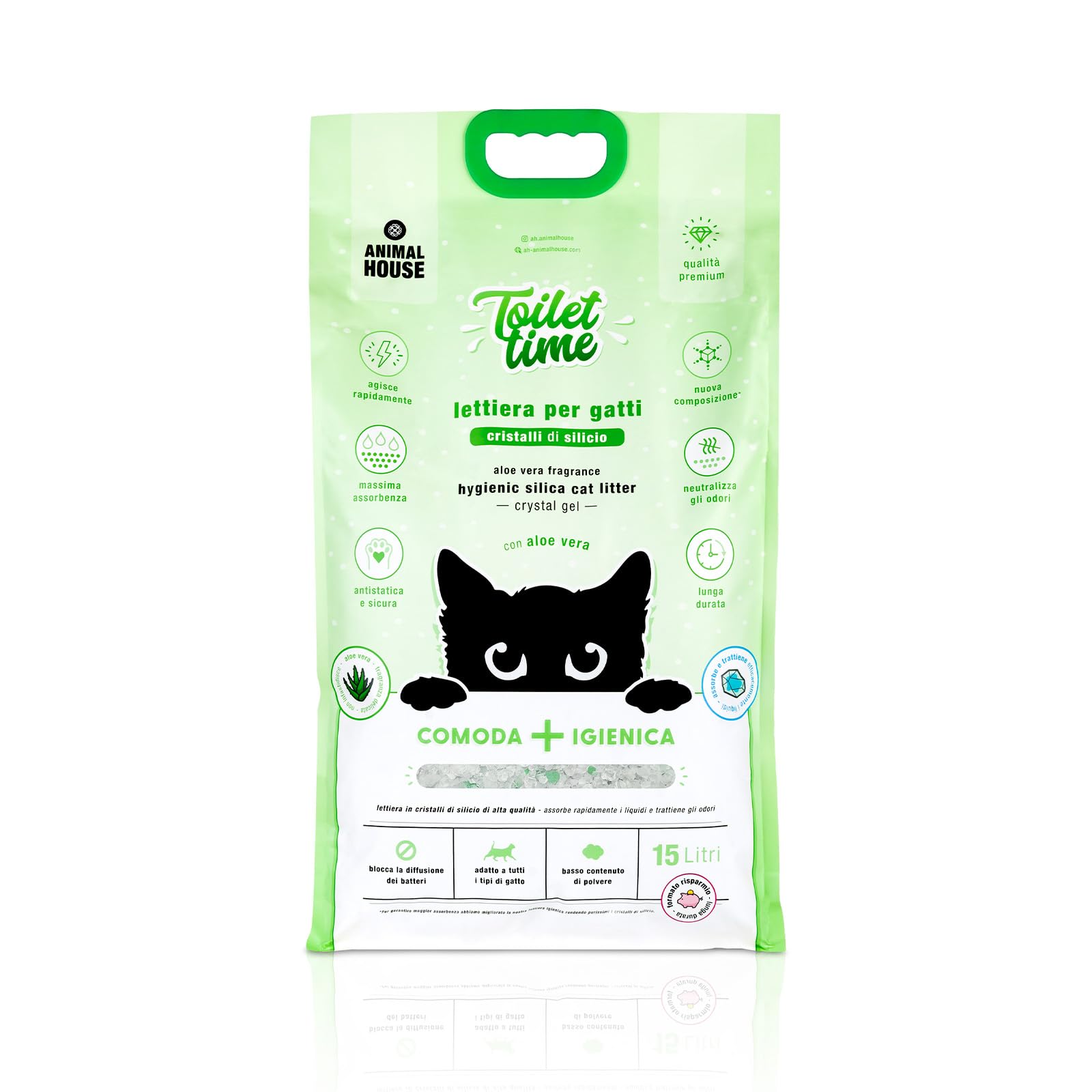 Litière en cristaux de silicium chat 15L ultra absorbante anti-odeur et sans poussière