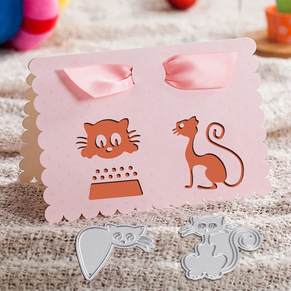 Fustelle in metallo a forma di gatto, per decorare biglietti, album di ritagli, biglietti fai da te, decorazioni artigianali