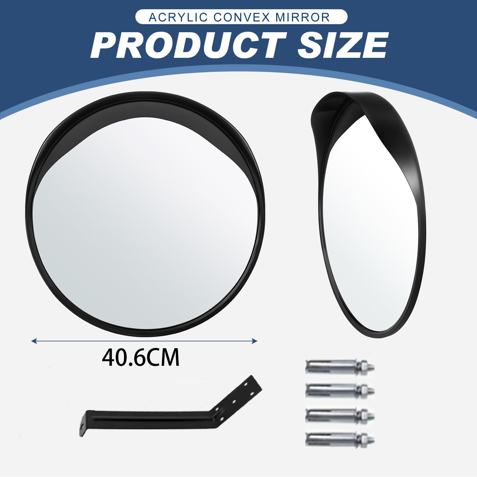 2 PCS 40 cm Miroir de circulation Sécurité,Miroir convexe à grand angle réglable, Miroir de circulation rond en acrylique,pour sorties, garages, entrées, Utilisation Extérieure et Intérieure