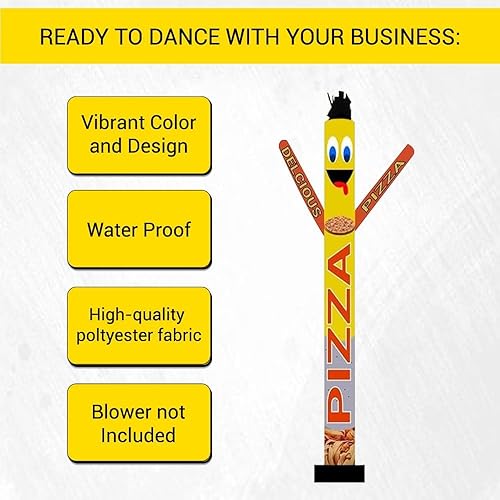 Miniatura 4 de Bailarina inflable de aire de pizza de 20 pies de alto sin flecha | Llamativas pizzas deliciosas Wacky Waving Dancing Guy Publicidad al aire libre |
