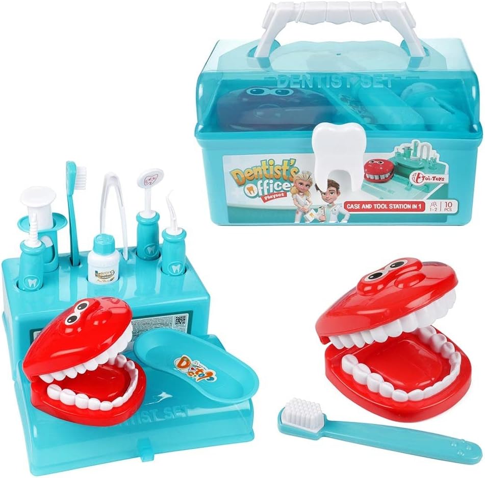 BEMIRO Dentist Toy for Children Suitcase Set - 10 Pieces with Comfortable Case