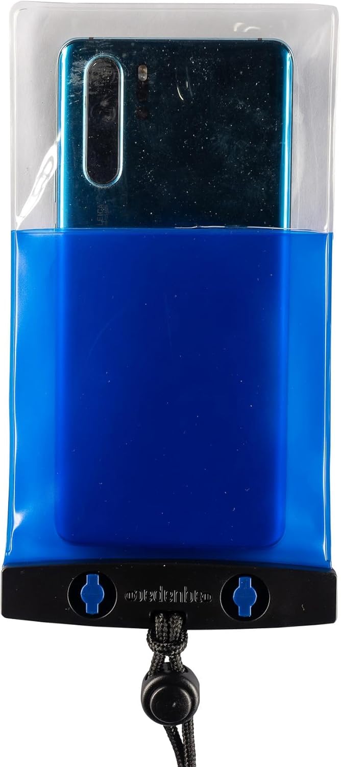 Aquapac Waterproof Phone Case, Medium, Blue, Lanyard, Fits All Phone Makes, Made in The UK, Hiking, Mountain Biking, Running Accessory, Floating, 5 Year Warranty. IPX8 Certified to 30 ft