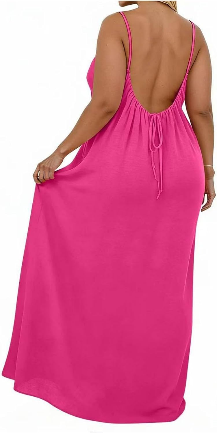 Backless cami dress for women flowy adjustable back tie