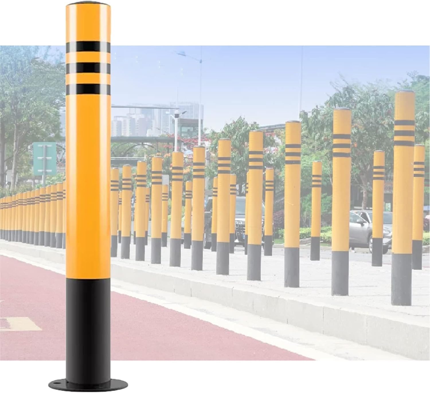 WOTZOV Traffic Cone Safety Barrier Delineator Post Cone Metal Delineator Post Cones For Parking Lot, Floor Mounted Driveway Parking Traffic Safety Cones For Home Garage Street Decor,1pck 75cm/29.5in