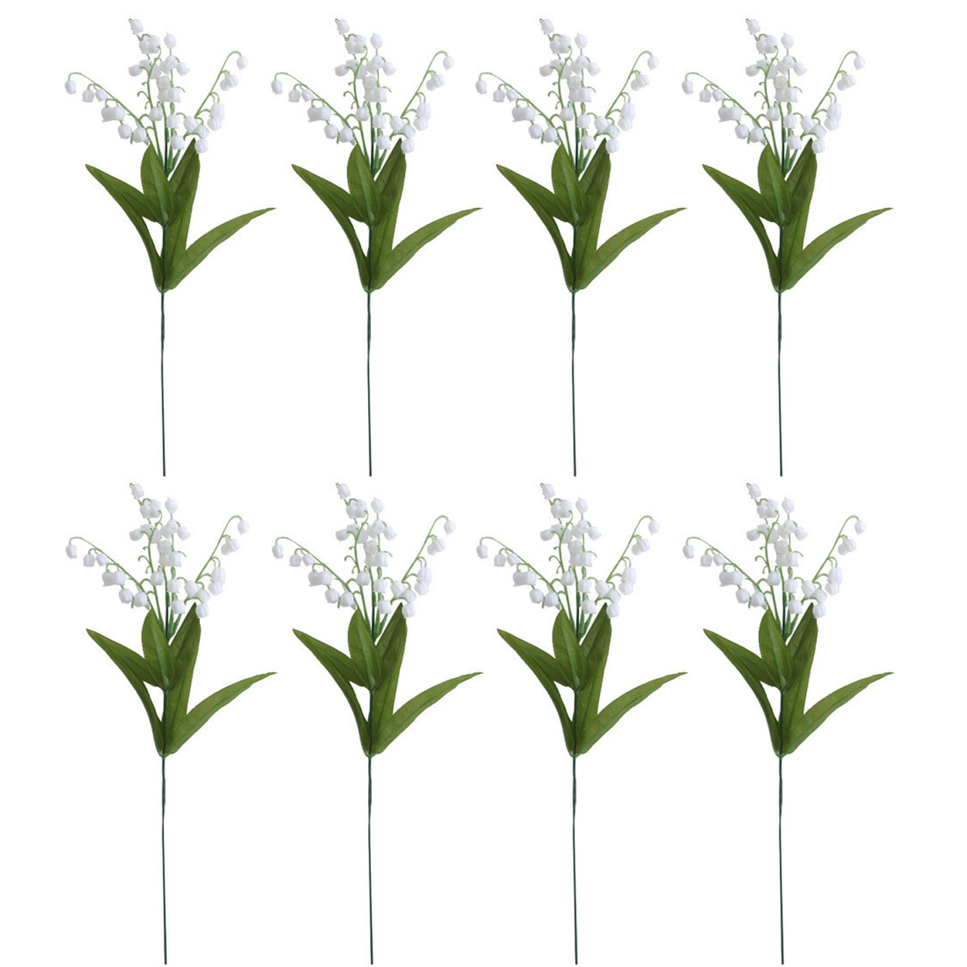 Lirio de los valles artificial blanco de 36 cm con 8 piezas